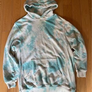Aerie Blue and Cream Tie-Dye Hoodie oversized